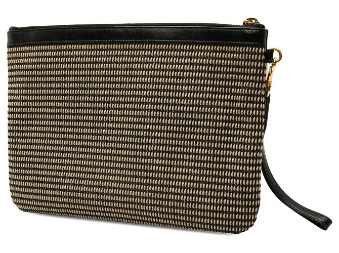 Clutch Rive Gauche in rafia beige Saint Laurent - vista 2
