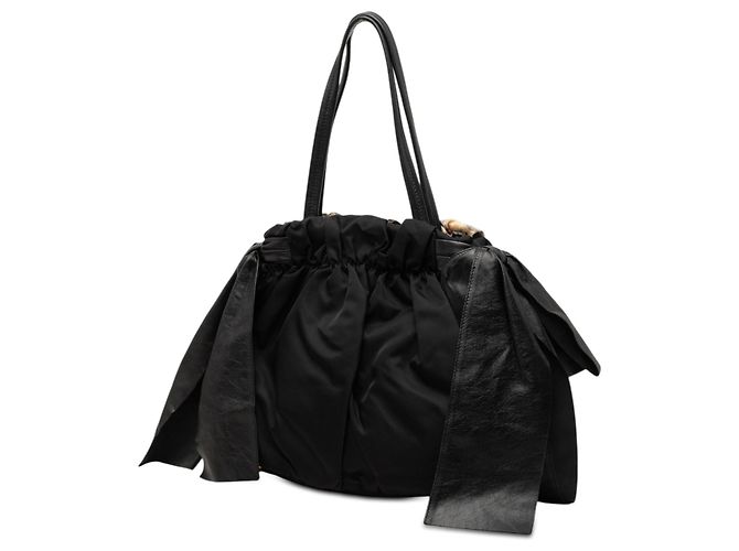 Bow Borsa Prada Black Tessuto con Stampa Pitone e Fiocco Nero - vista 2