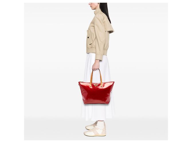 Louis Vuitton Red Monogram Vernis Bellevue GM Rosso - vista 6