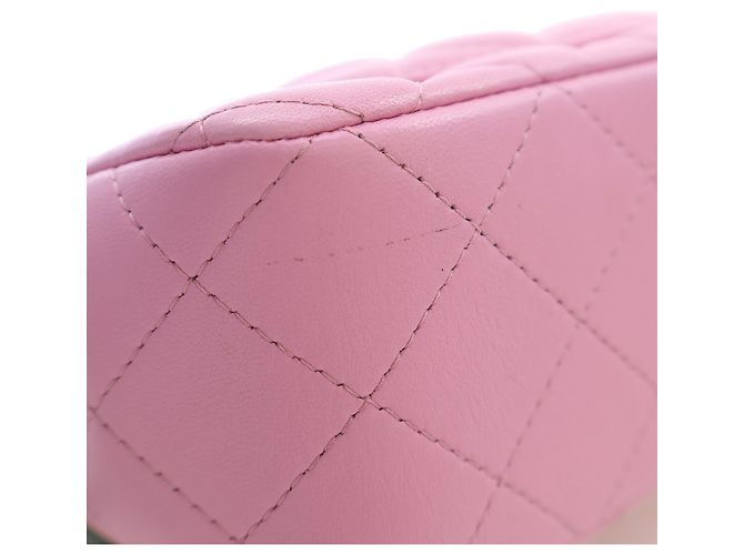 Chanel Mini Rectangular Bicolor Quilted Lambskin Top Handle Flap Rose - vue 11