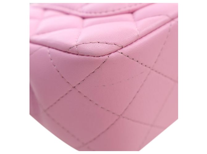 Chanel Mini Rectangular Bicolor Quilted Lambskin Top Handle Flap Rose - vue 12