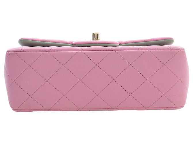 Chanel Mini Rectangular Bicolor Quilted Lambskin Top Handle Flap Rose - vue 5