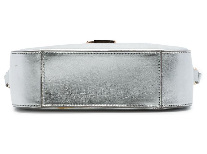 Borsa a tracolla Saint Laurent Classic Monogram in pelle di vitello metallizzata argento Small - vista 3