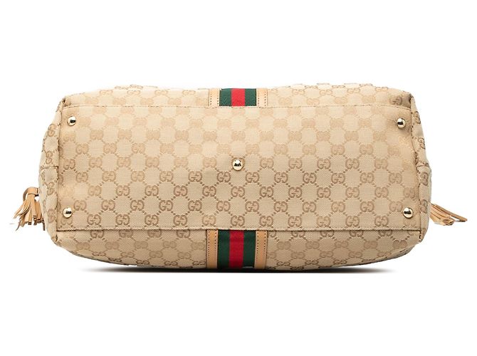 Gucci Beige GG Canvas Web Tassel Tote - Ansicht 3