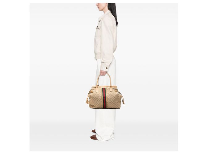 Gucci Beige GG Canvas Web Tassel Tote - Ansicht 8