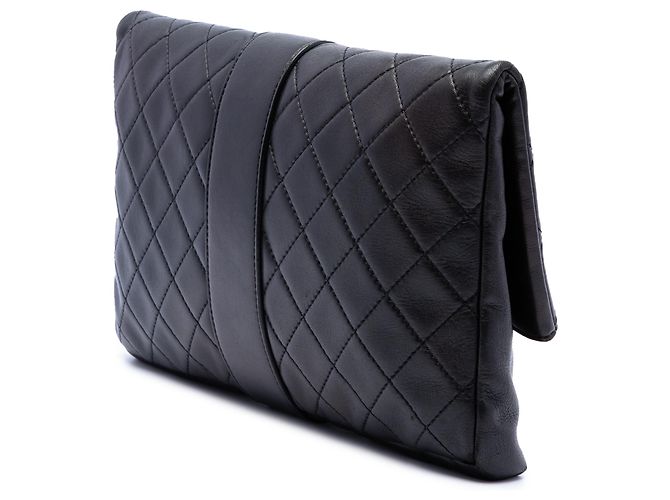 Clutch Grip in agnello trapuntato nero Chanel - vista 2