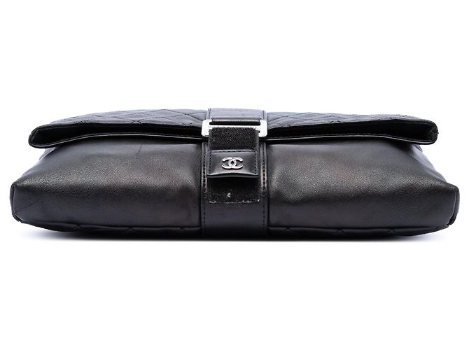 Clutch Grip in agnello trapuntato nero Chanel - vista 3