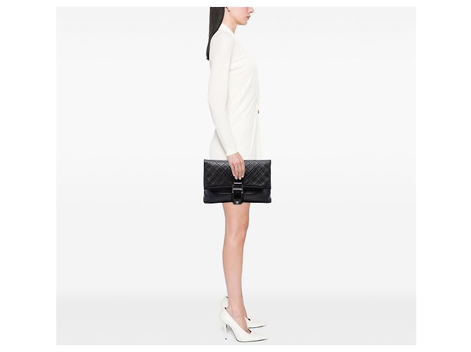Clutch Grip in agnello trapuntato nero Chanel - vista 6