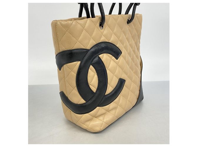 Chanel Cambon Tote Bag aus Lammleder Schwarz Beige - Ansicht 2