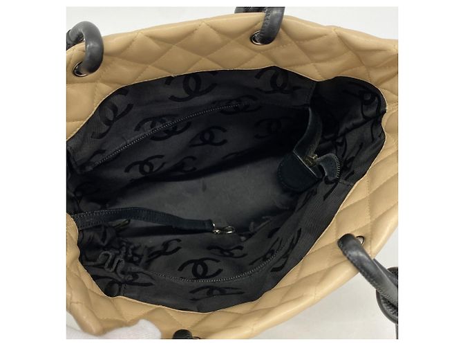 Chanel Cambon Tote Bag aus Lammleder Schwarz Beige - Ansicht 4