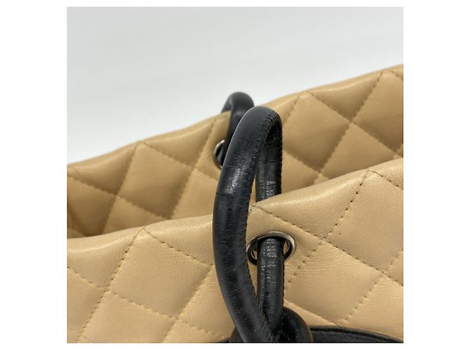 Chanel Cambon Tote Bag aus Lammleder Schwarz Beige - Ansicht 9