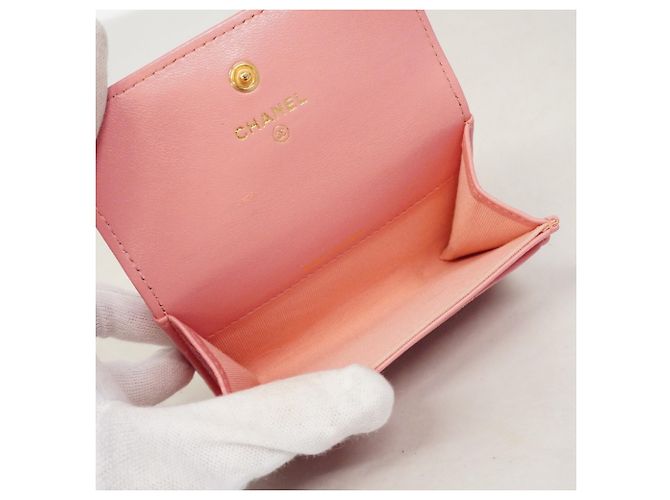 Tarjetero de piel de cordero rosa Chanel - vista 3