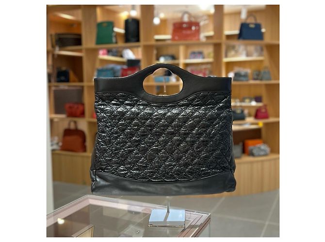 Chanel Borsa Tote in Pelle Trapuntata Nera Nero - vista 2