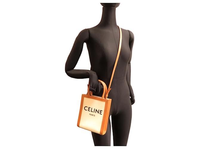 Céline Borsa a mano cabas verticale mini da donna Celine Marrone Beige - vista 9