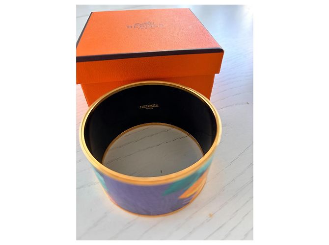 Trim Hermès Pulsera de Esmalte Ancha Colección Jungle Multicolor Dorado - vista 5