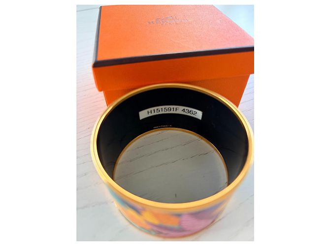 Trim Hermès Pulsera de Esmalte Ancha Colección Jungle Multicolor Dorado - vista 6