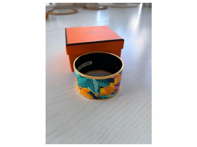 Trim Hermès Pulsera de Esmalte Ancha Colección Jungle Multicolor Dorado - vista 7
