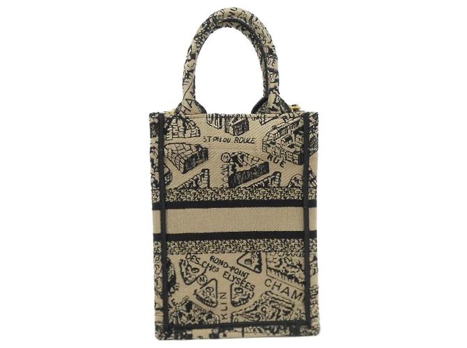 Christian Dior Plan De Paris Dior Book Tote Mini Vertical Canvas Handtasche Braun Beige - Ansicht 2