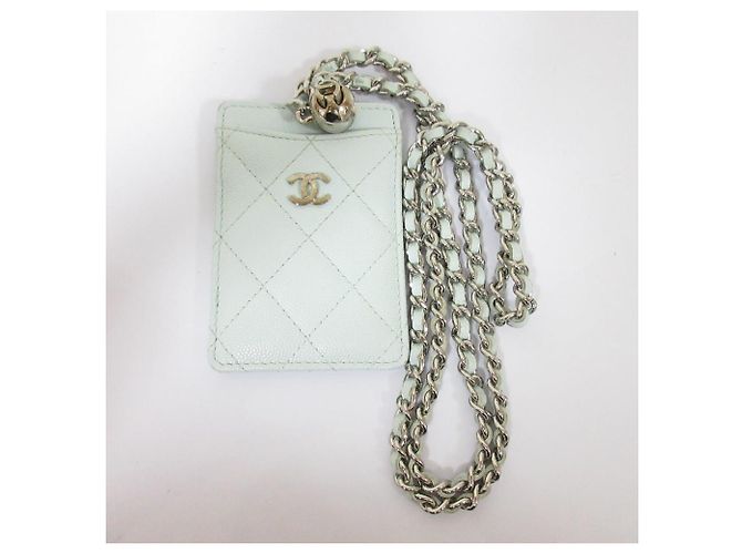 Chanel Matelassé Caviar Leather Chain Pass Case Blue - view 4