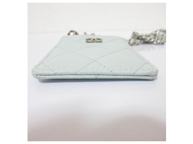 Chanel Matelassé Caviar Leather Chain Pass Case Blue - view 5