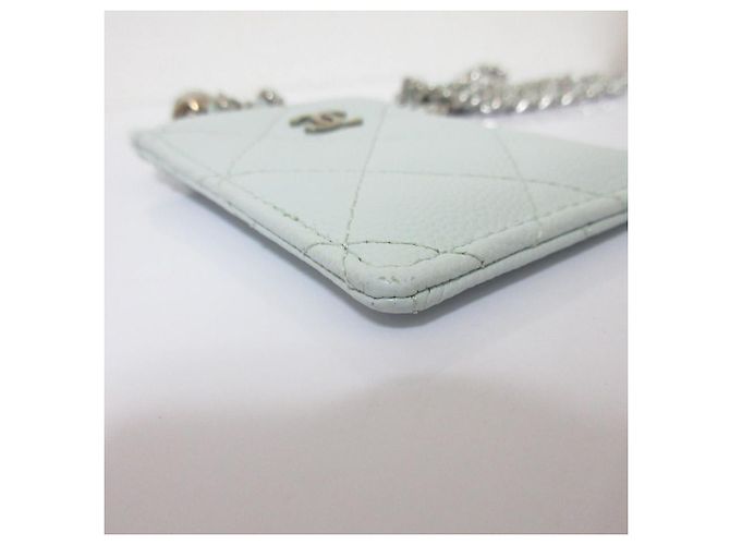 Chanel Matelassé Caviar Leather Chain Pass Case Blue - view 7