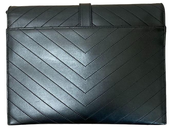 Yves Saint Laurent Saint Laurent Paris BO MONOGRAMME V Stitch Chain Shoulder Bag Negro - vista 5