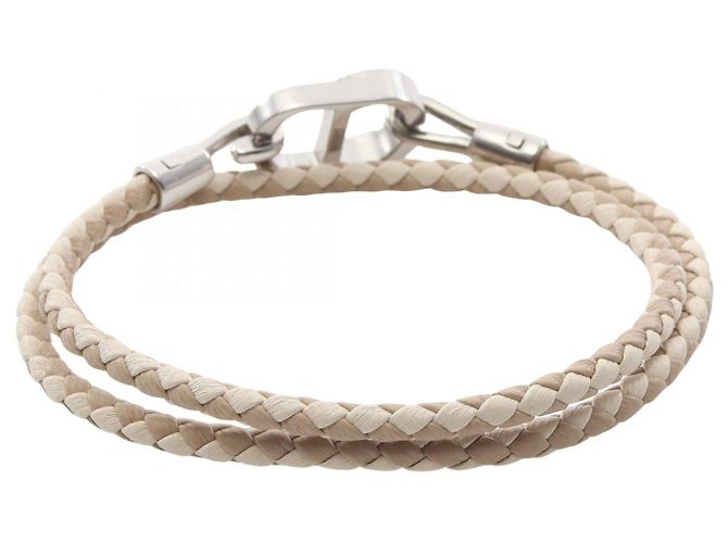 Christian Dior Bracciale Dior CD Icon in pelle e acciaio inossidabile Marrone Beige - vista 2