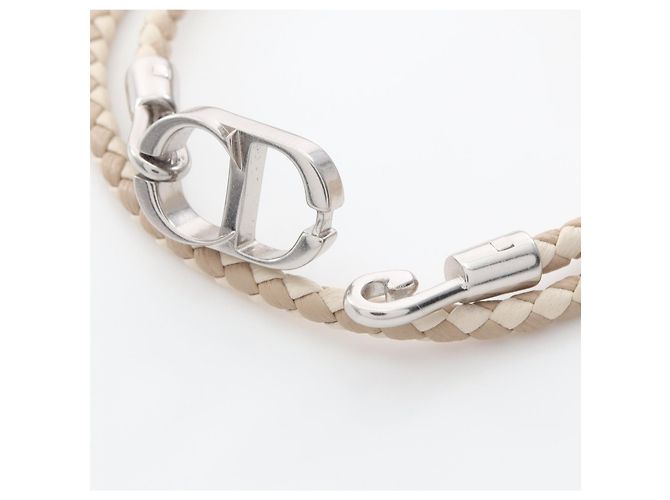 Christian Dior Bracciale Dior CD Icon in pelle e acciaio inossidabile Marrone Beige - vista 5