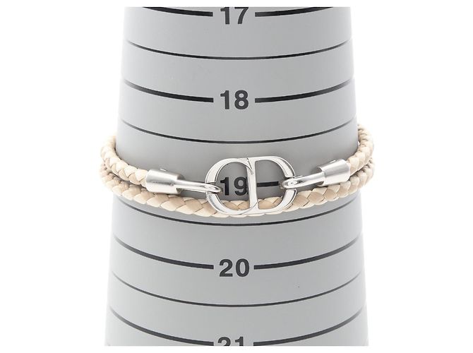 Christian Dior Bracciale Dior CD Icon in pelle e acciaio inossidabile Marrone Beige - vista 6