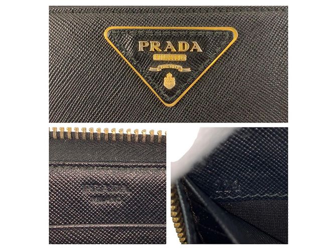 Portafoglio lungo in pelle Saffiano Prada Nero - vista 3
