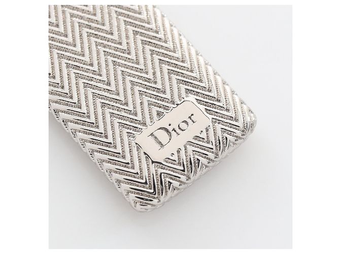 Christian Dior Collana con pendente a placca Guilloche Dior in acciaio inossidabile Argento Metallico - vista 5