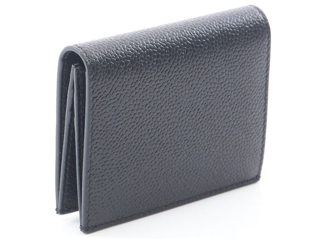 Thom Browne Double Card Holder Leather Card Case Black - view 2