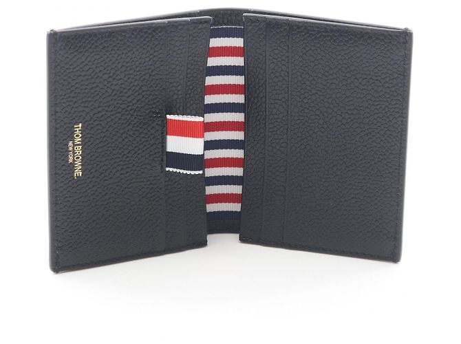 Thom Browne Double Card Holder Leather Card Case Black - view 3
