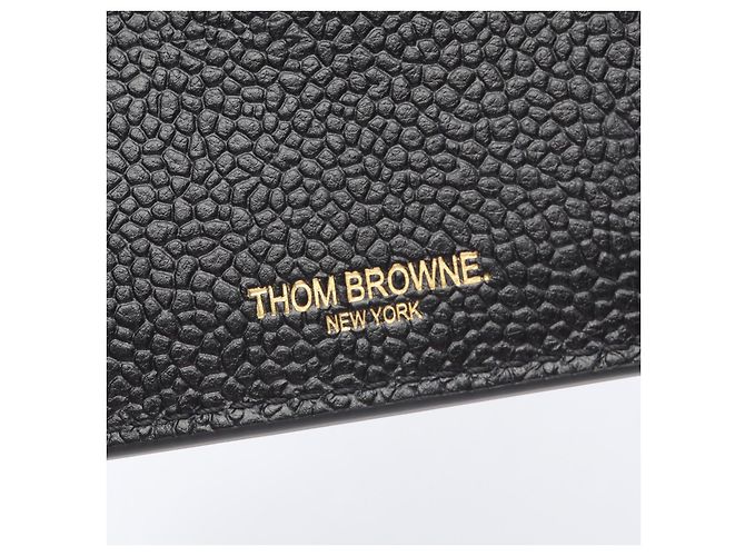 Thom Browne Double Card Holder Leather Card Case Black - view 5