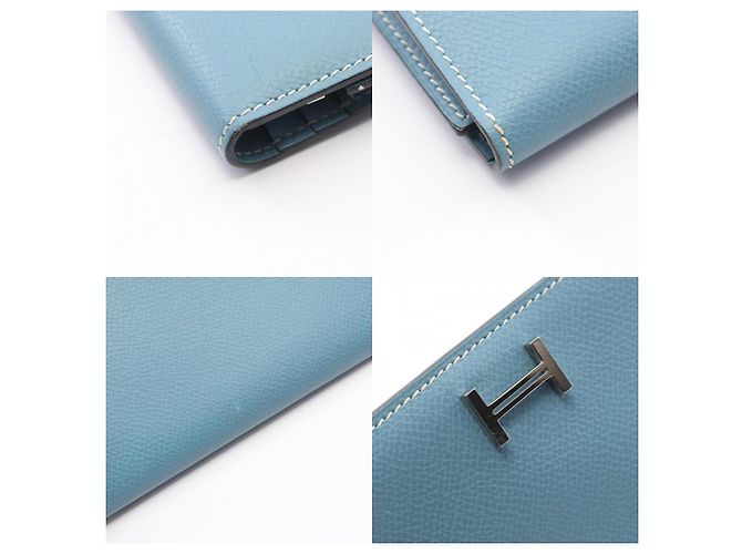 Hermès Hermes Bearn Depli Leder Langgeldbörse Blau - Ansicht 10