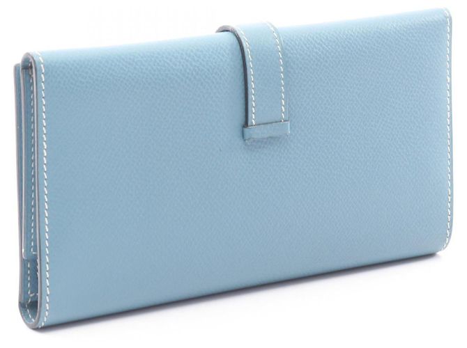 Hermès Hermes Bearn Depli Leder Langgeldbörse Blau - Ansicht 2