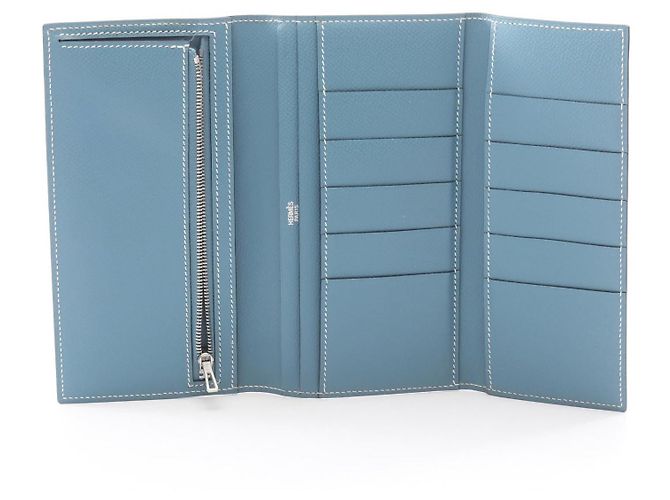 Hermès Hermes Bearn Depli Leder Langgeldbörse Blau - Ansicht 3