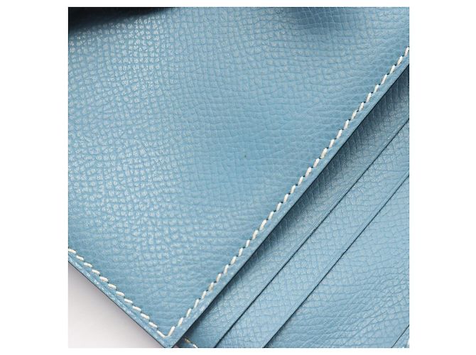 Hermès Hermes Bearn Depli Leder Langgeldbörse Blau - Ansicht 8