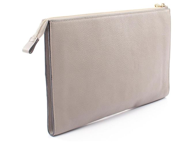 Chloé Clutch in pelle Chloe Marrone Beige - vista 2
