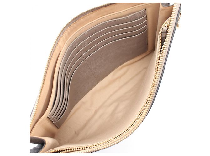 Chloé Clutch in pelle Chloe Marrone Beige - vista 3