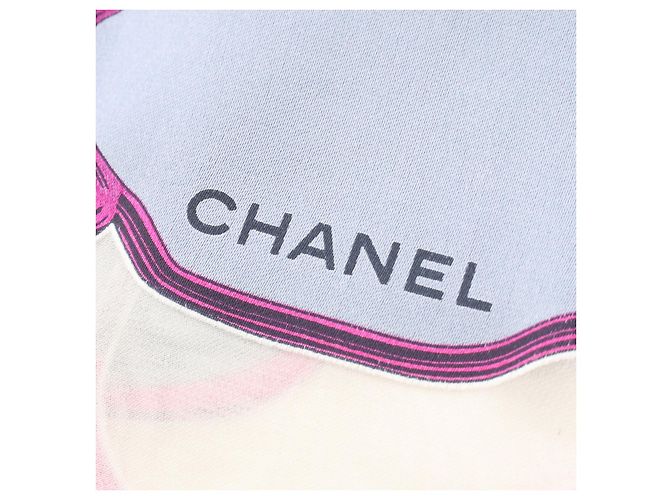 Chanel Camelia Seiden-Viskose-Stola Weiß - Ansicht 3