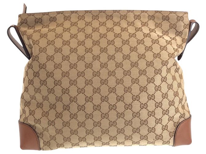 Borsa a Spalla Gucci GG Canvas Marrone Beige - vista 2