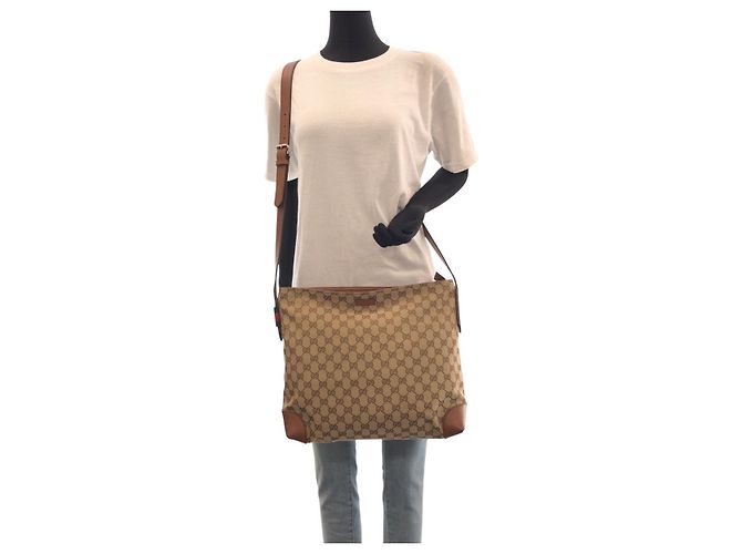 Borsa a Spalla Gucci GG Canvas Marrone Beige - vista 6