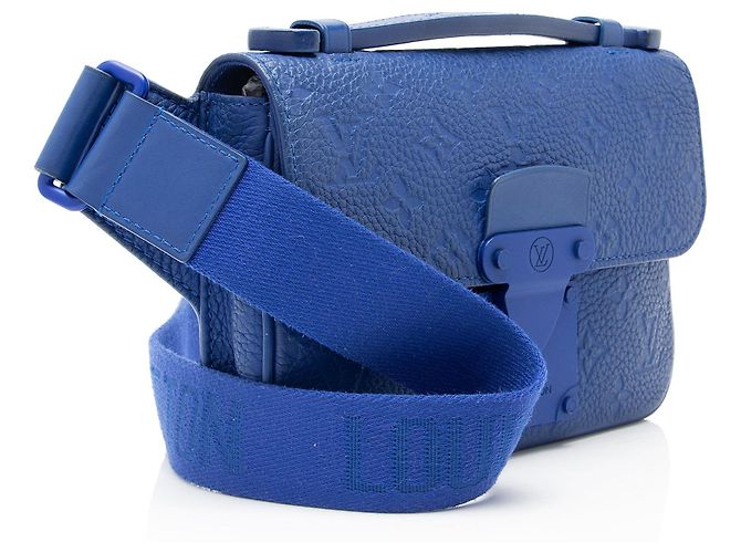 Borsa a tracolla Louis Vuitton Monogram Empreinte Macassar S Lock Blu - vista 2