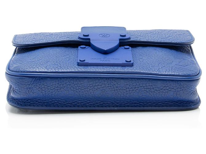 Borsa a tracolla Louis Vuitton Monogram Empreinte Macassar S Lock Blu - vista 4