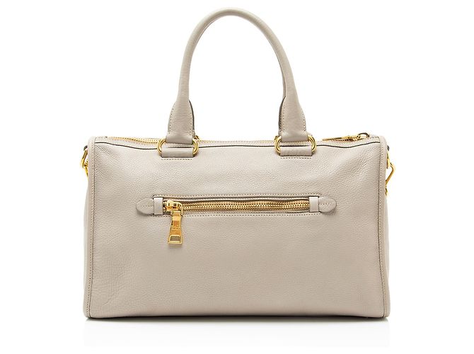 Borsa con zip Prada Vitello Daino Grigio - vista 3