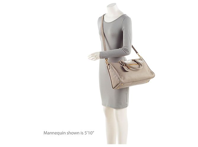 Borsa con zip Prada Vitello Daino Grigio - vista 5