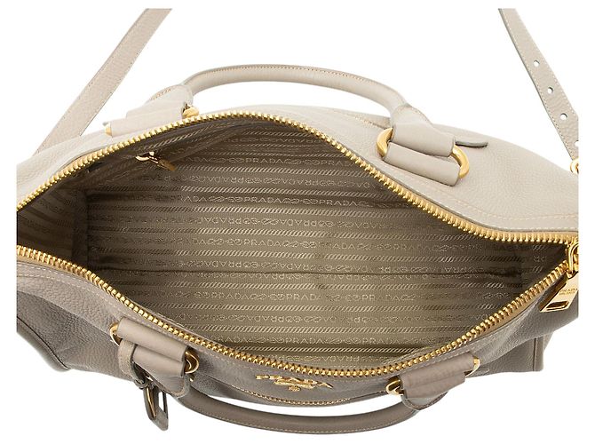 Borsa con zip Prada Vitello Daino Grigio - vista 6