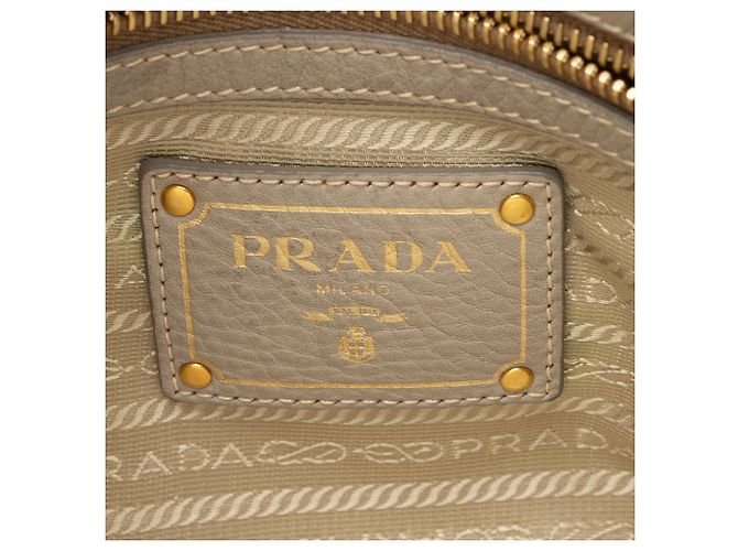 Borsa con zip Prada Vitello Daino Grigio - vista 7