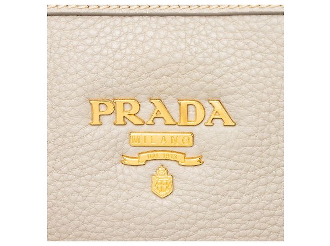 Borsa con zip Prada Vitello Daino Grigio - vista 8